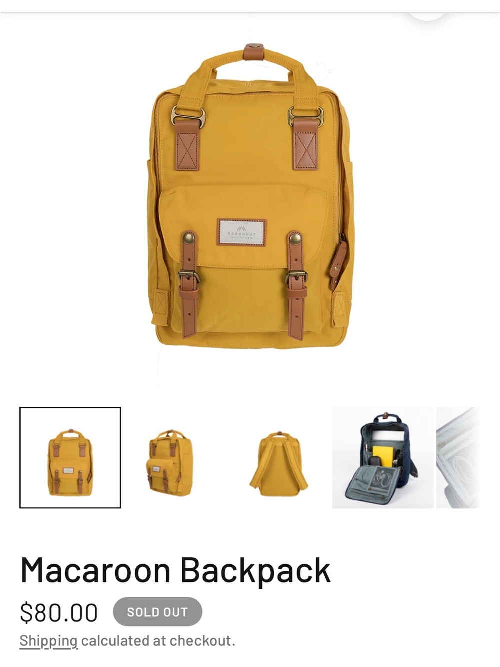 Doughnut - Mustard Yellow Canvas Backpack Tote - Picture 4 of 4